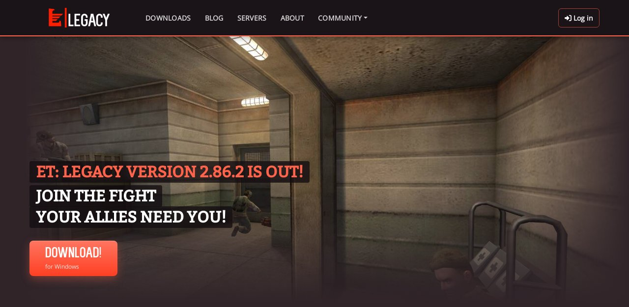 The new front page of etlegacy.com